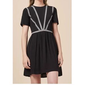 Maje Black White Embroidered Dress Women’s Sz 1- Small